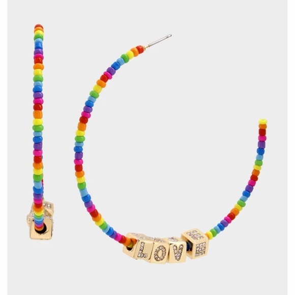NWT Betsey Johnson Rainbow Hoop Earrings - Picture 5 of 6